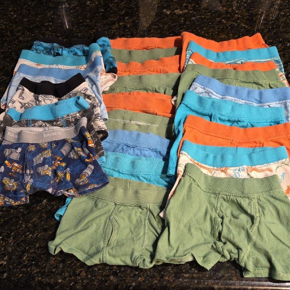 Hanes Kids 2T 3T 4T Boxer Briefs Set - Blue, Green, Orange